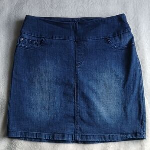 Classic Blue Denim Mini Skirt with Stretch Waistband